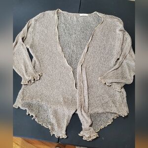 Mimosa Boho Open Knit Cardigan Plus Size Beige Lightweight Festival Cover Up